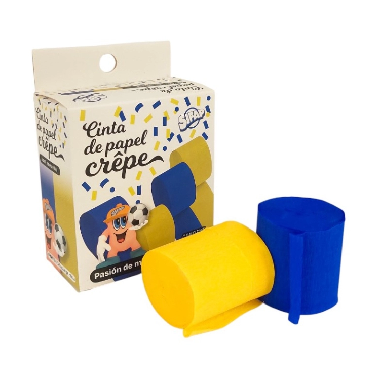 Cinta Crepe Sifap Pasion de Multitudes Azul - Amarillo Art.5306